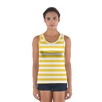 Horizontal Stripes - White and Banana Yellow Women s Sport Tank Top