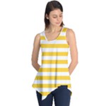 Horizontal Stripes - White and Banana Yellow Sleeveless Tunic