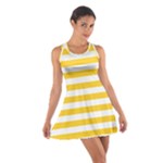 Horizontal Stripes - White and Banana Yellow Cotton Racerback Dress