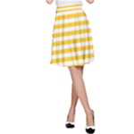 Horizontal Stripes - White and Banana Yellow A-Line Skirt