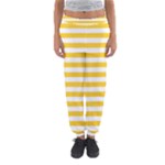 Horizontal Stripes - White and Banana Yellow Women s Jogger Sweatpants