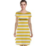 Horizontal Stripes - White and Banana Yellow Cap Sleeve Nightdress