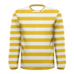 Horizontal Stripes - White and Deep Lemon Yellow Men s Long Sleeve T-shirt