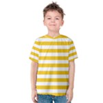 Horizontal Stripes - White and Deep Lemon Yellow Kid s Cotton Tee