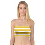 Horizontal Stripes - White and Deep Lemon Yellow Bandeau Top