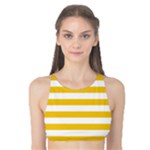 Horizontal Stripes - White and Deep Lemon Yellow Tank Bikini Top