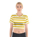 Horizontal Stripes - White and Deep Lemon Yellow Cotton Crop Top