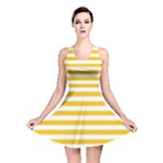 Horizontal Stripes - White and Deep Lemon Yellow Reversible Skater Dress