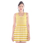 Horizontal Stripes - White and Deep Lemon Yellow Scoop Neck Skater Dress