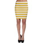 Horizontal Stripes - White and Deep Lemon Yellow Bodycon Skirt