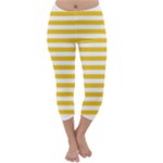 Horizontal Stripes - White and Deep Lemon Yellow Capri Winter Leggings