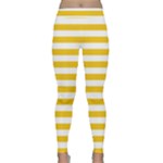 Horizontal Stripes - White and Deep Lemon Yellow Yoga Leggings