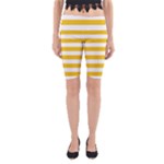 Horizontal Stripes - White and Deep Lemon Yellow Yoga Cropped Leggings