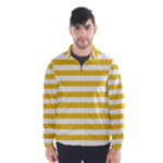 Horizontal Stripes - White and Deep Lemon Yellow Wind Breaker (Men)