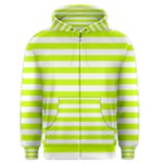 Horizontal Stripes - White and Fluorescent Yellow Men s Zipper Hoodie