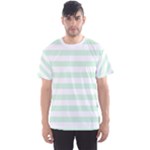 Horizontal Stripes - White and Pastel Green Men s Sport Mesh Tee