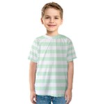 Horizontal Stripes - White and Pastel Green Kid s Sport Mesh Tee