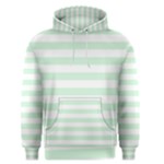 Horizontal Stripes - White and Pastel Green Men s Pullover Hoodie