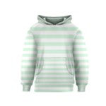 Horizontal Stripes - White and Pastel Green Kid s Pullover Hoodie