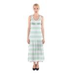 Horizontal Stripes - White and Pastel Green Full Print Maxi Dress