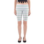 Horizontal Stripes - White and Pastel Green Yoga Cropped Leggings