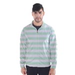 Horizontal Stripes - White and Pastel Green Wind Breaker (Men)