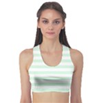 Horizontal Stripes - White and Pastel Green Women s Sports Bra