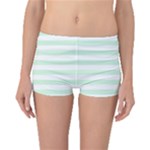 Horizontal Stripes - White and Pastel Green Boyleg Bikini Bottoms