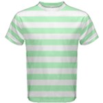 Horizontal Stripes - White and Mint Green Men s Cotton Tee