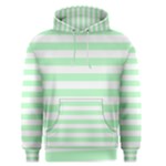 Horizontal Stripes - White and Mint Green Men s Pullover Hoodie