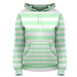 Horizontal Stripes - White and Mint Green Women s Pullover Hoodie