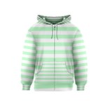 Horizontal Stripes - White and Mint Green Kid s Zipper Hoodie