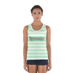 Horizontal Stripes - White and Mint Green Women s Sport Tank Top