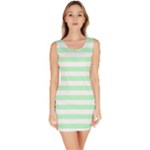 Horizontal Stripes - White and Mint Green Bodycon Dress