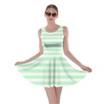 Horizontal Stripes - White and Mint Green Skater Dress