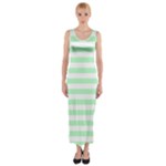 Horizontal Stripes - White and Mint Green Fitted Maxi Dress