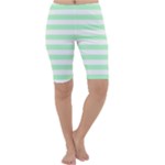 Horizontal Stripes - White and Mint Green Cropped Leggings