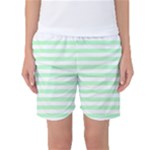 Horizontal Stripes - White and Mint Green Women s Basketball Shorts