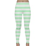 Horizontal Stripes - White and Mint Green Yoga Leggings