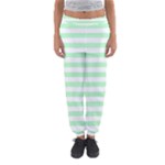 Horizontal Stripes - White and Mint Green Women s Jogger Sweatpants