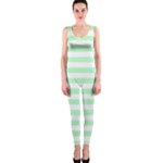 Horizontal Stripes - White and Mint Green OnePiece Catsuit