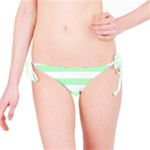 Horizontal Stripes - White and Mint Green Bikini Bottom