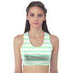 Horizontal Stripes - White and Mint Green Women s Sports Bra