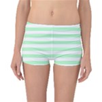 Horizontal Stripes - White and Mint Green Boyleg Bikini Bottoms