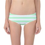 Horizontal Stripes - White and Mint Green Classic Bikini Bottoms