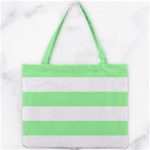 Horizontal Stripes - White and Light Green Mini Tote Bag