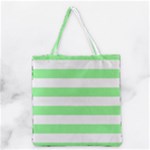 Horizontal Stripes - White and Light Green Grocery Tote Bag