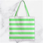 Horizontal Stripes - White and Light Green Zipper Grocery Tote Bag