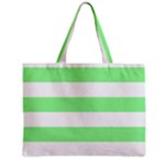 Horizontal Stripes - White and Light Green Zipper Mini Tote Bag