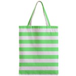 Horizontal Stripes - White and Light Green Zipper Classic Tote Bag